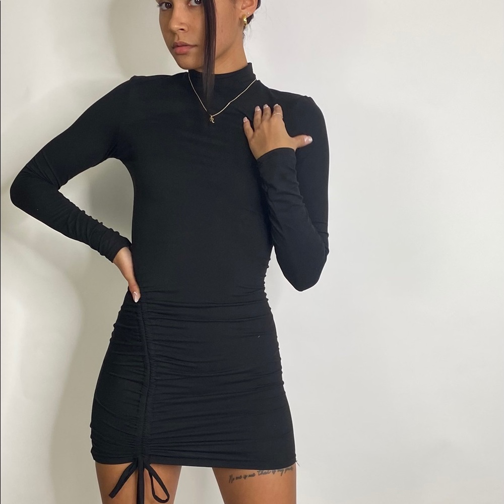 Black Drawstring bodycon Dress